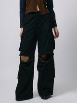 ZIP SWEAT CARGO PANTS / BLACK
