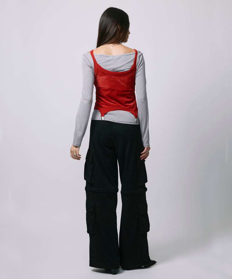 ZIP SWEAT CARGO PANTS / BLACK