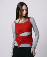 LAYRED TANK SELEEVE / RED