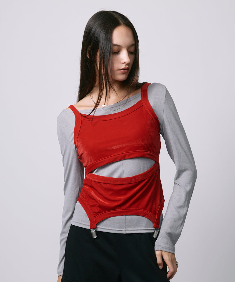 LAYRED TANK SELEEVE / RED