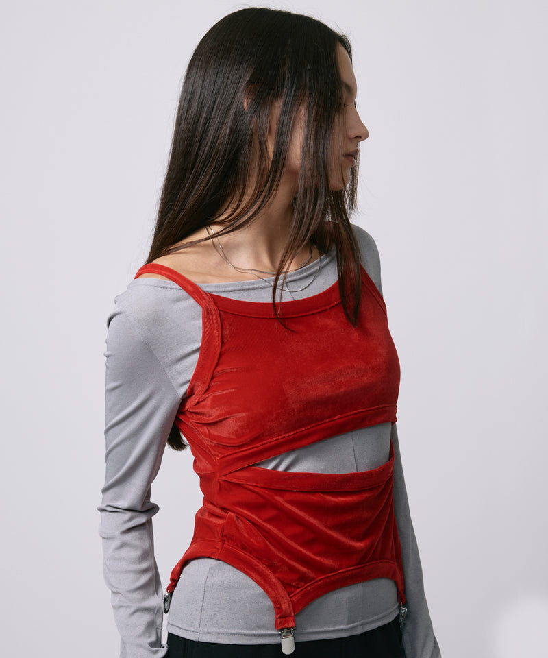 LAYRED TANK SELEEVE / RED