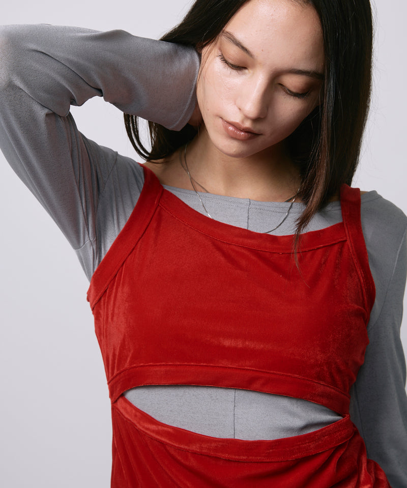LAYRED TANK SELEEVE / RED