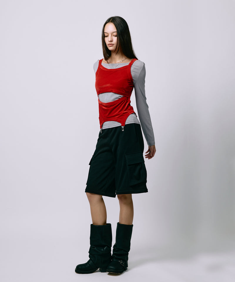 LAYRED TANK SELEEVE / RED