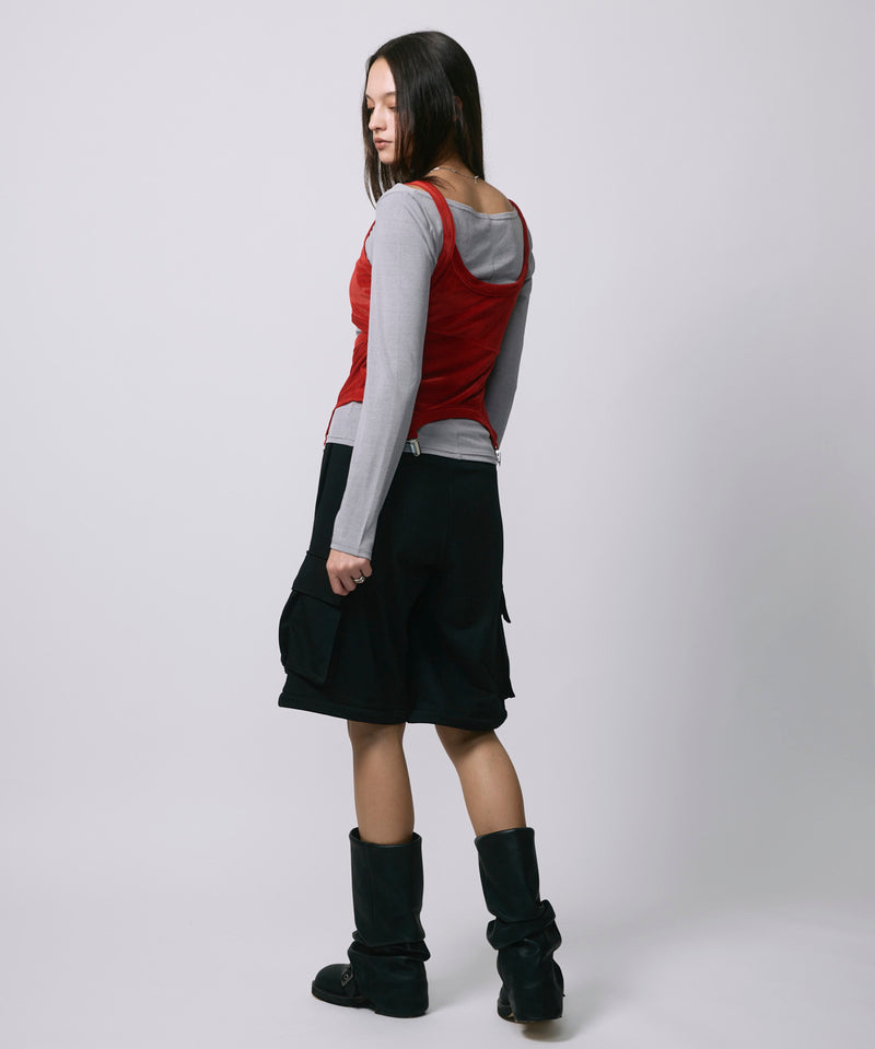 ZIP SWEAT CARGO PANTS / BLACK