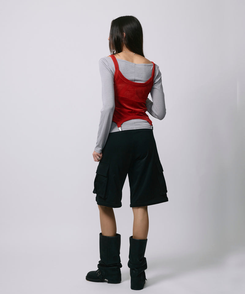 ZIP SWEAT CARGO PANTS / BLACK
