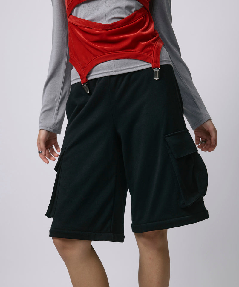 ZIP SWEAT CARGO PANTS / BLACK