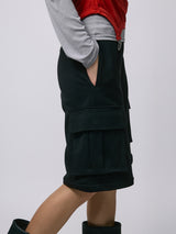 ZIP SWEAT CARGO PANTS / BLACK