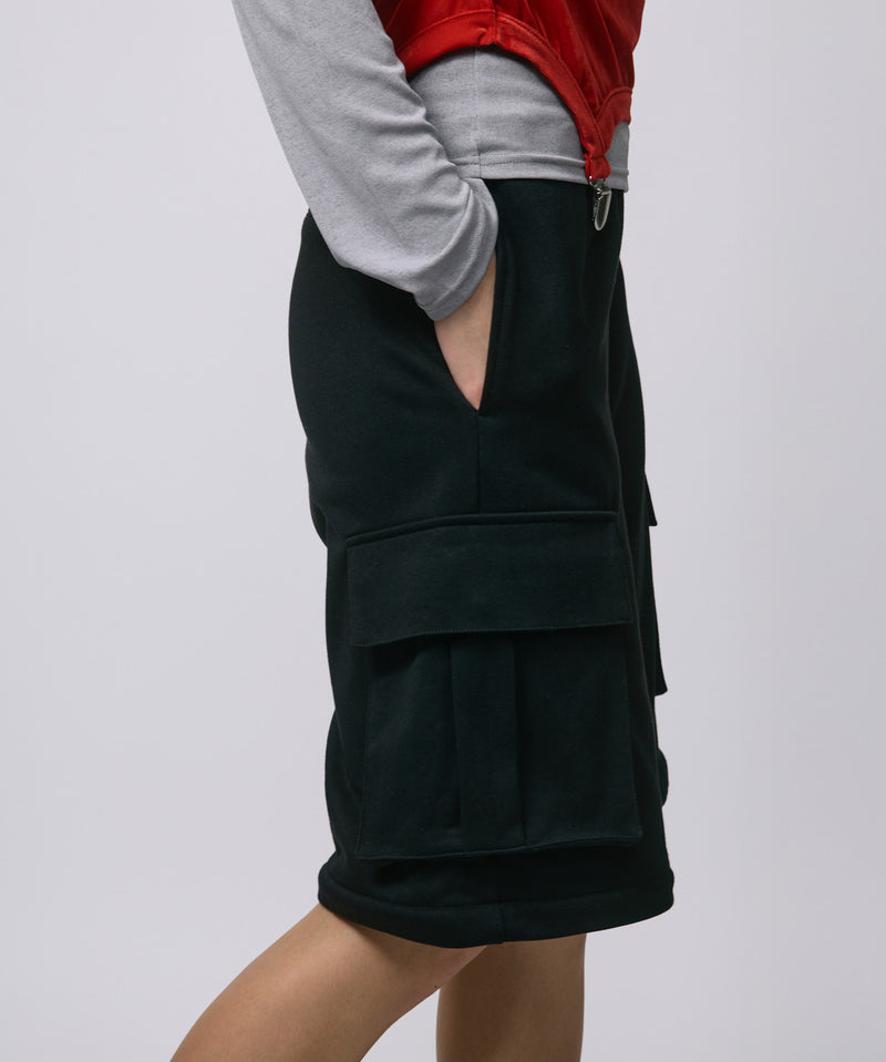 ZIP SWEAT CARGO PANTS / BLACK