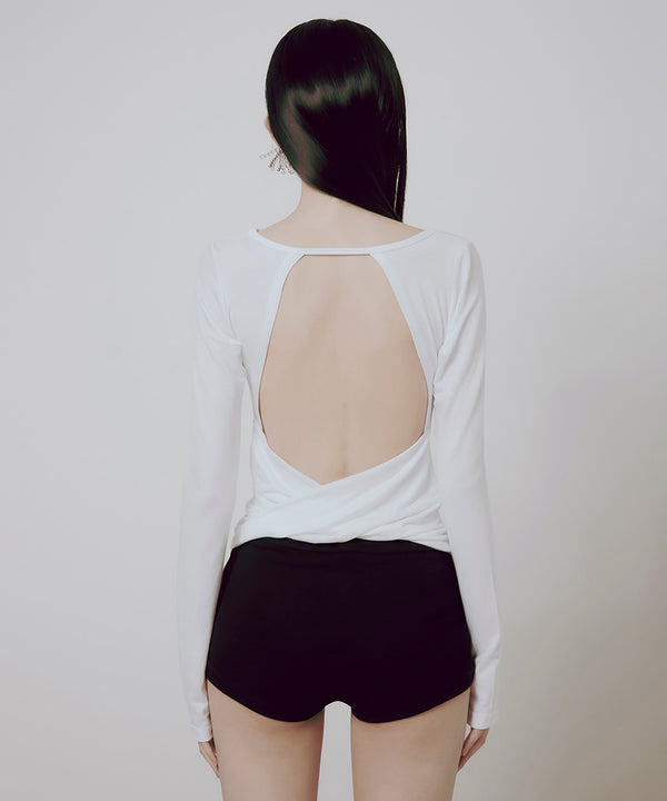 Backless Drape Long Sleeve