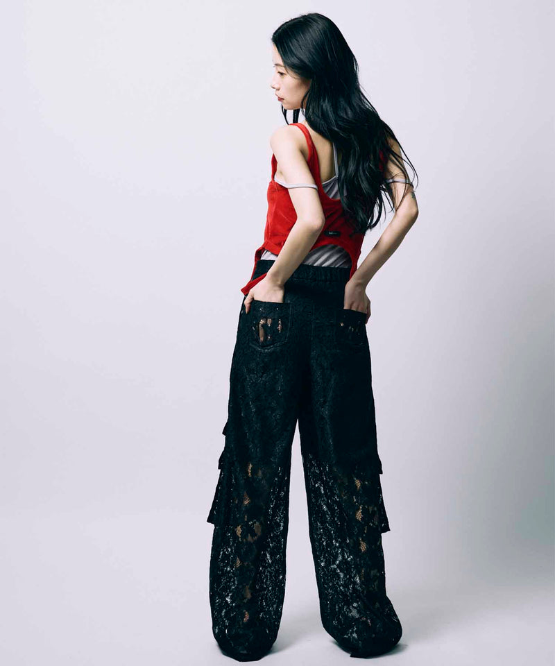 POCKET LACE PANTS /  BLACK