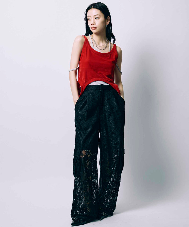 POCKET LACE PANTS /  BLACK