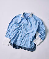 BACK SHEER STRIPE SHIRT / BLUE