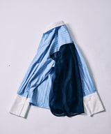 BACK SHEER STRIPE SHIRT / BLUE