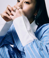 BACK SHEER STRIPE SHIRT / BLUE