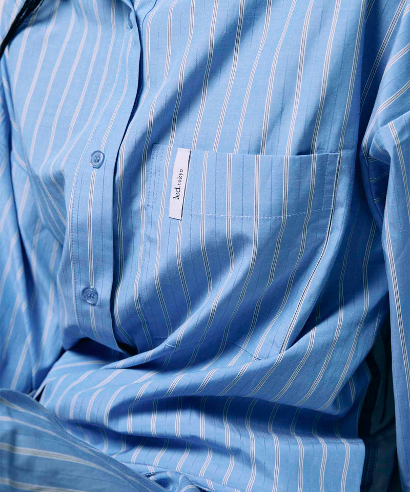 BACK SHEER STRIPE SHIRT / BLUE