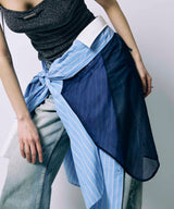 BACK SHEER STRIPE SHIRT / BLUE
