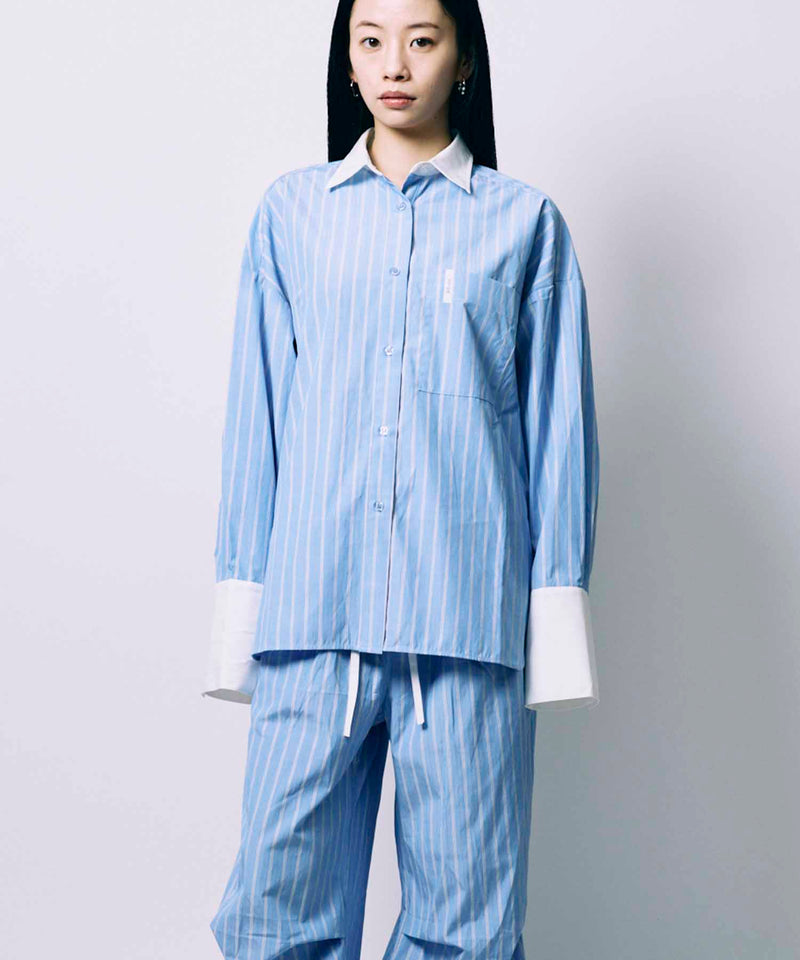 BACK SHEER STRIPE SHIRT / BLUE