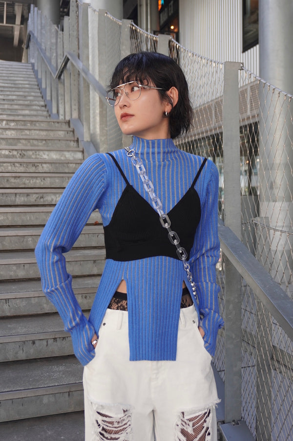 HEM SLIT RIB KNIT / BLUE – led-tokyo│レッドトーキョー - 23AW