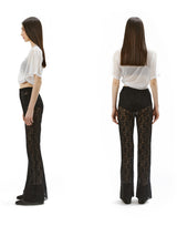 Floral Lace Bootscut pants＿BLACK