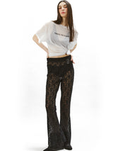 Floral Lace Bootscut pants＿BLACK