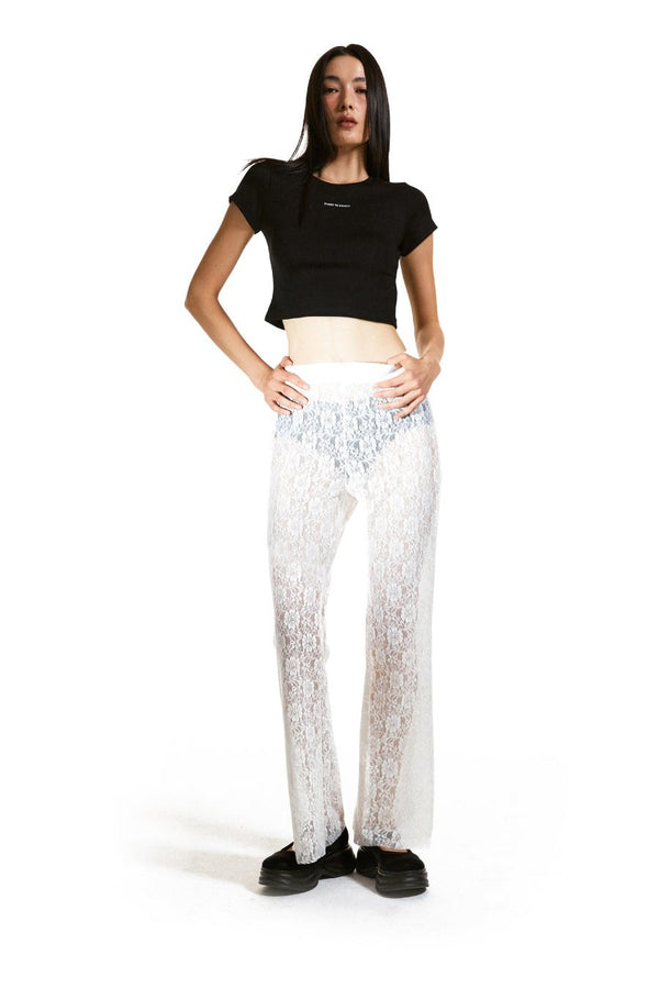 Floral Lace Bootscut pants＿IVORY