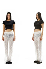 Floral Lace Bootscut pants＿IVORY