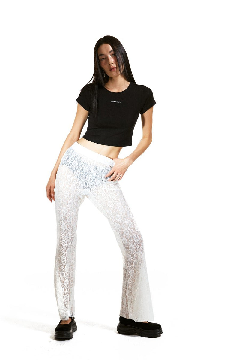 Floral Lace Bootscut pants＿IVORY