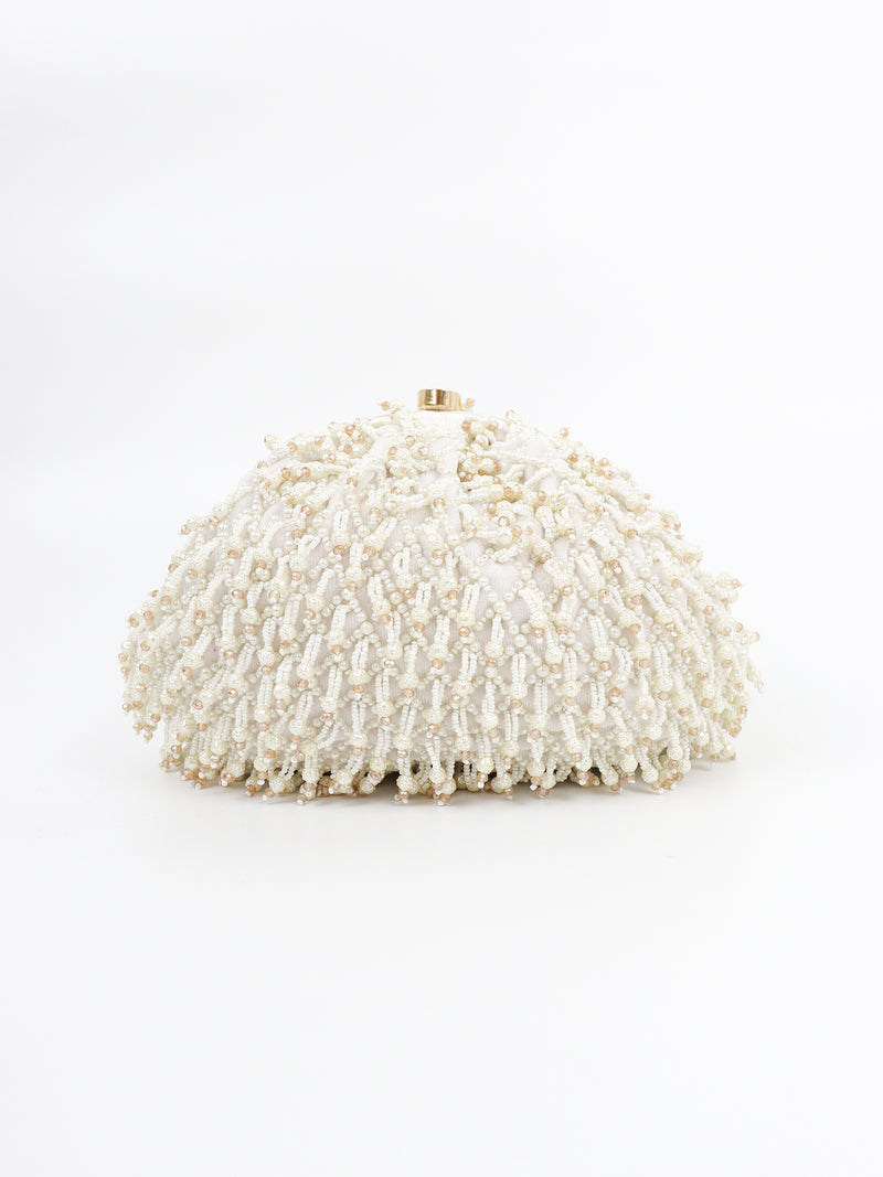 Gold Beased Frame Purse＿WHITE