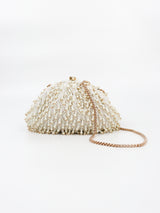 Gold Beased Frame Purse＿WHITE