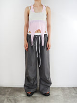 LAYERED TUCK PANTS / GRAY