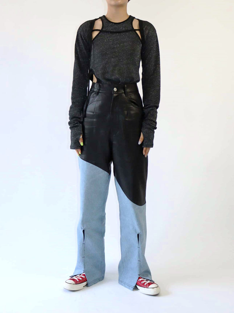 SIDE SLIT TANK TOP SET BOLERO CARDIGAN / BLACK