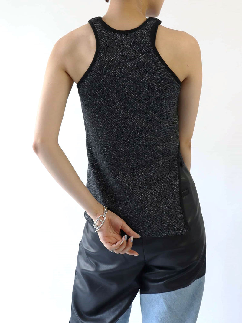 SIDE SLIT TANK TOP SET BOLERO CARDIGAN / BLACK