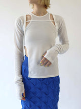 SIDE SLIT TANK TOP SET BOLERO CARDIGAN / WHITE