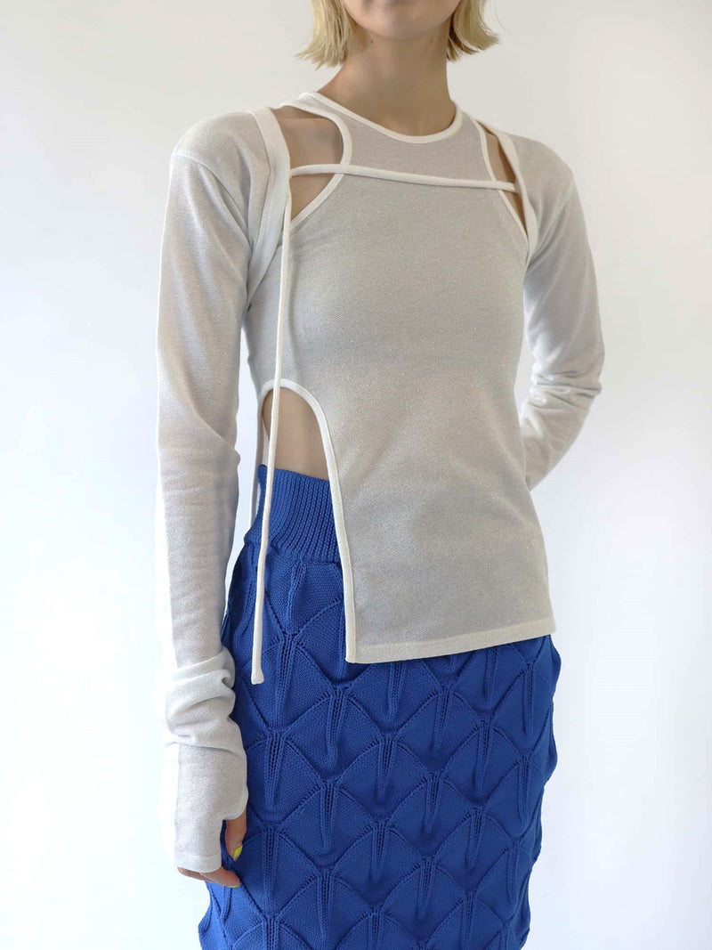 SIDE SLIT TANK TOP SET BOLERO CARDIGAN / WHITE