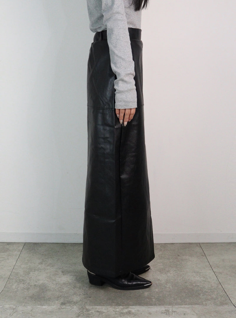 【Heart by led.】LEATHER LONG SKIRT / BLACK