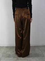 【Heart by led.】SATAIN TUCK PANTS / BROWN