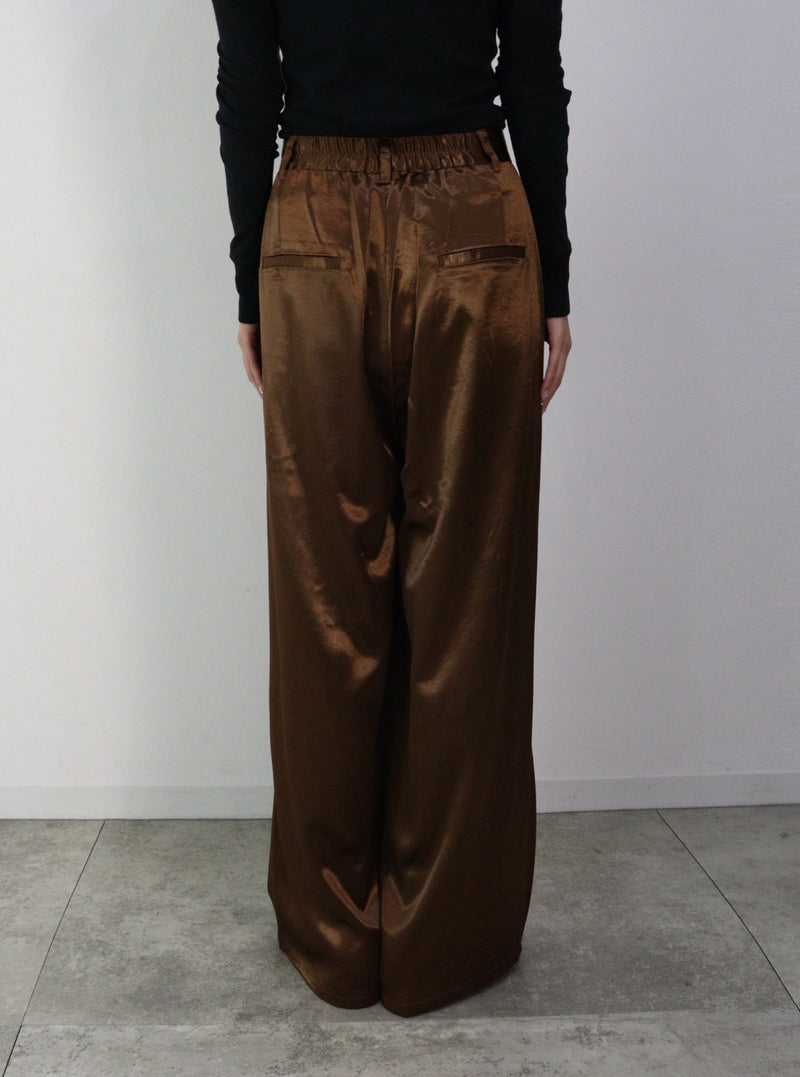 【Heart by led.】SATAIN TUCK PANTS / BROWN