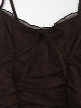 RIBBON GATHER CAMI TOPS /  BROWN