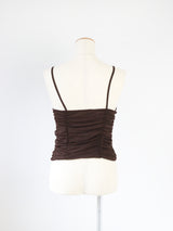 RIBBON GATHER CAMI TOPS /  BROWN