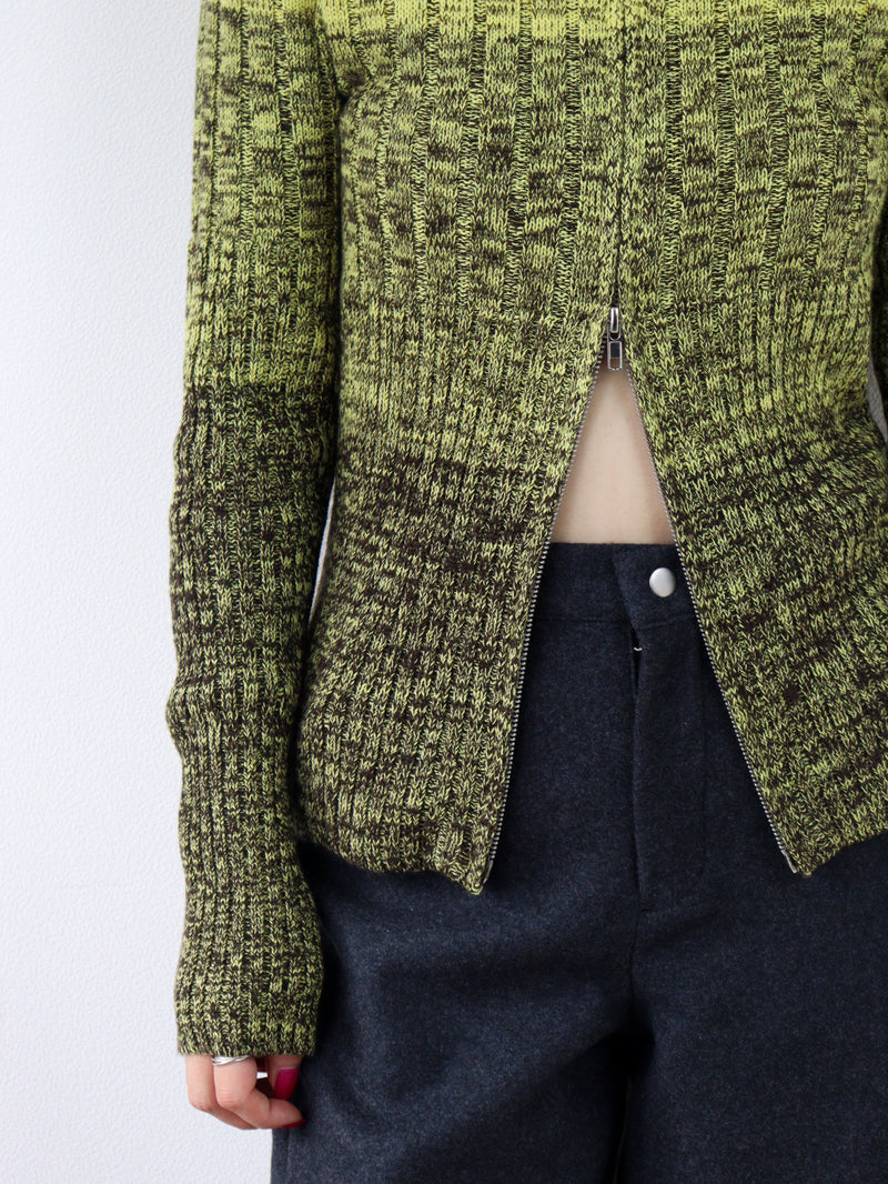 DOUBLE ZIP KNIT CARDIGAN