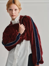 VELOUR TRACK SHORT JACKET / BURGUNDY