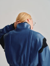 FAKE LEATHER BLOUSON / BLUE
