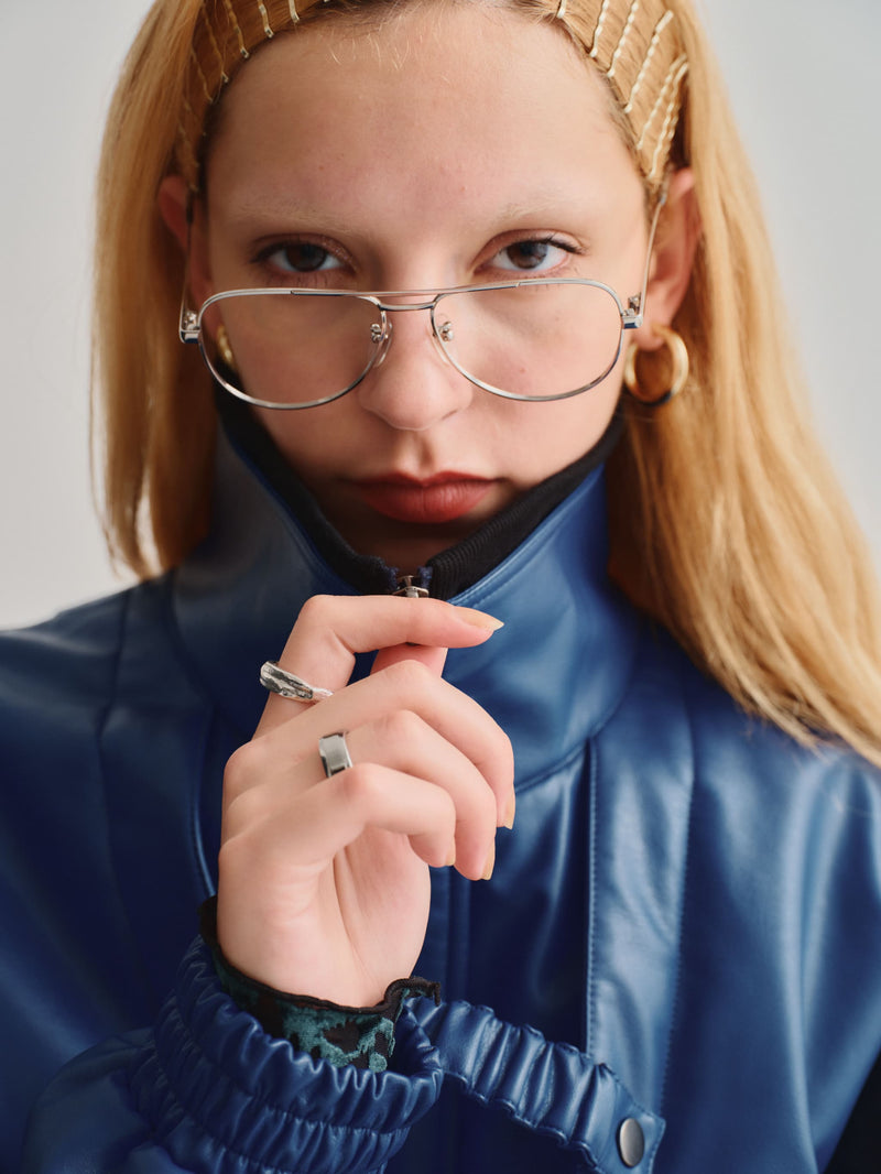 FAKE LEATHER BLOUSON / BLUE