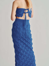 WAVE KNIT LONG SKIRT / BLUE