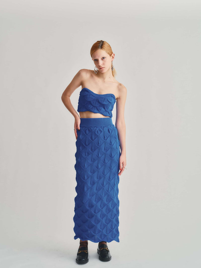 WAVE KNIT BUSTIER / BLUE