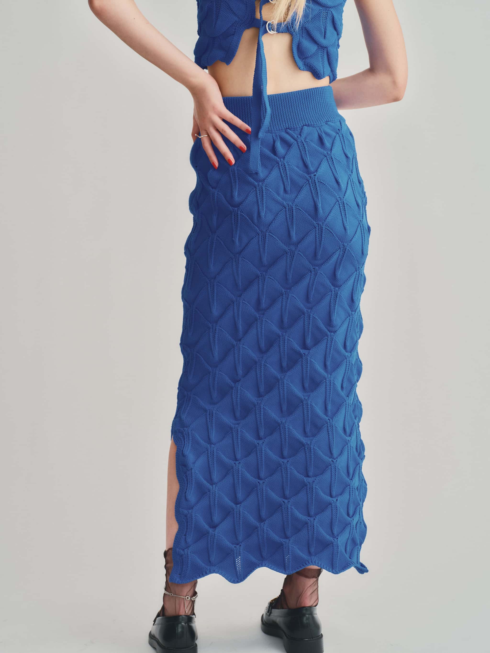 WAVE KNIT LONG SKIRT / BLUE – led-tokyo│レッドトーキョー - 23AW