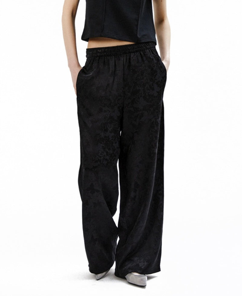 Pattern Satin Trousers＿BLACK