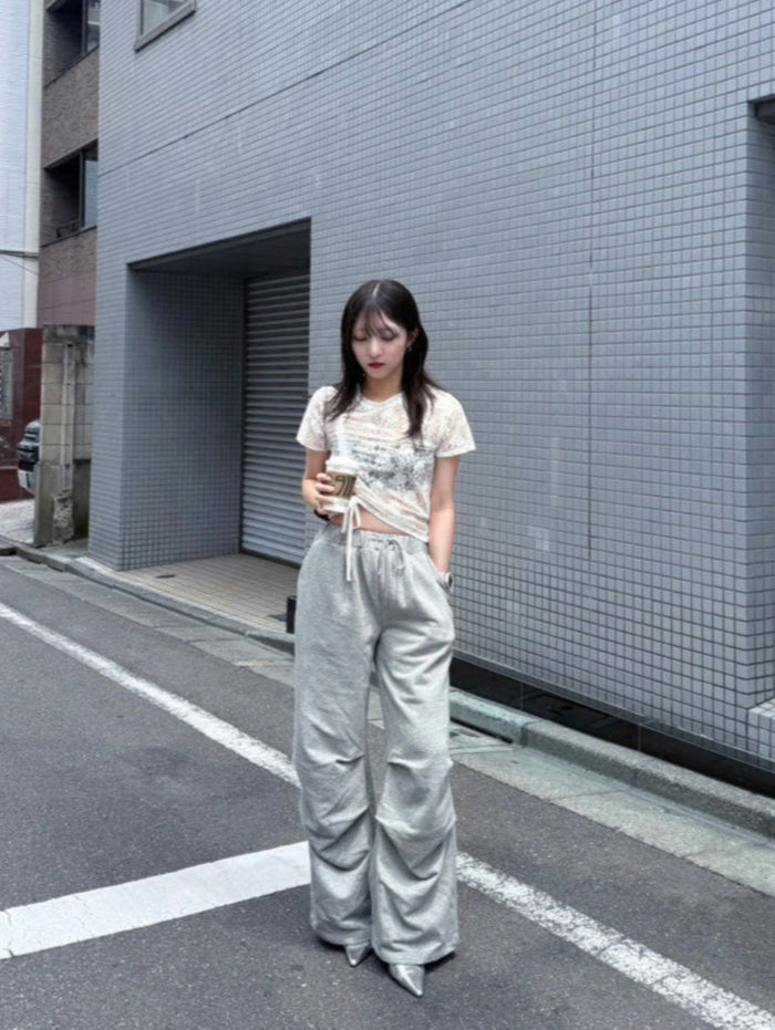 トップス Lace Shirring Tops Lace Shirring Top_White