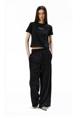 Pattern Satin Trousers＿BLACK