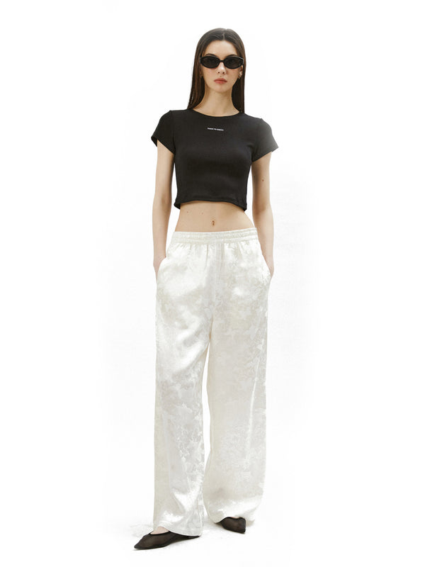 Pattern Satin Trousers＿WHITE